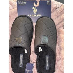 BNWT US POLO Men’s Slippers Lg 11-12 Black